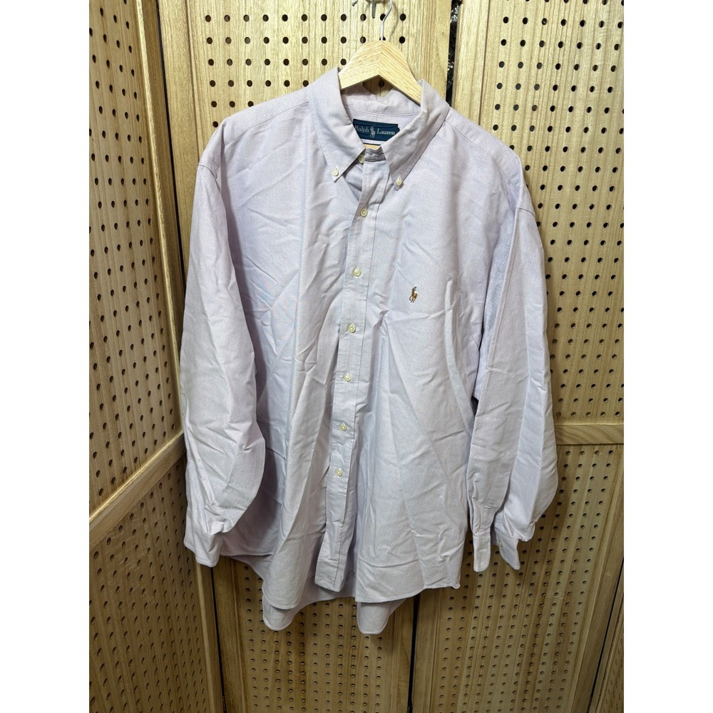 Ralph Lauren Yarmouth Mens 17.5 34 Light Purple Cotton Oxford Button Down Shirt